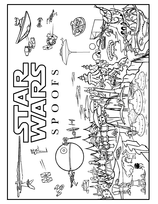 Coloriage de personnages emblématiques de Star Wars dans un combat spatial