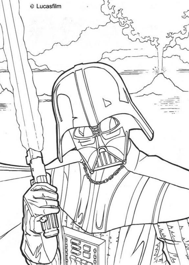 Coloriage de personnages emblématiques de Star Wars en pleine action
