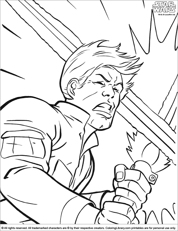 Coloriage de deux personnages de Star Wars en pleine action dans l'espace