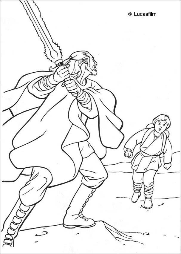 Coloriage de personnages emblématiques de Star Wars en pleine action