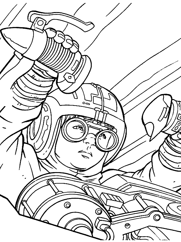 Coloriage de l'affrontement entre un Jedi et un Sith dans un décor spatial