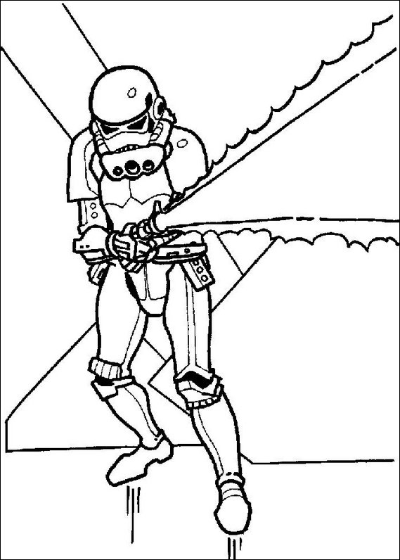 Coloriage de personnages emblématiques de Star Wars en pleine action spatiale