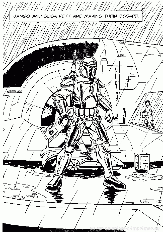 Coloriage de la bataille spatiale avec des vaisseaux de Star Wars