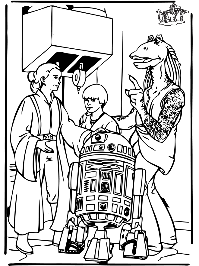 Coloriage de Chewbacca et un Stormtrooper dans un décor spatiale