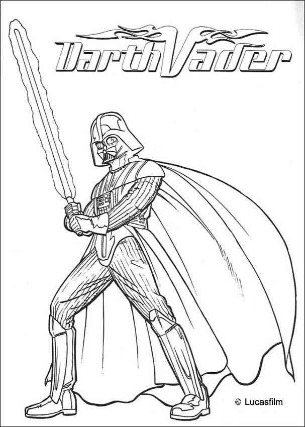 Coloriage de la scène emblématique de Star Wars avec un vaisseau spatial et des personnages en action