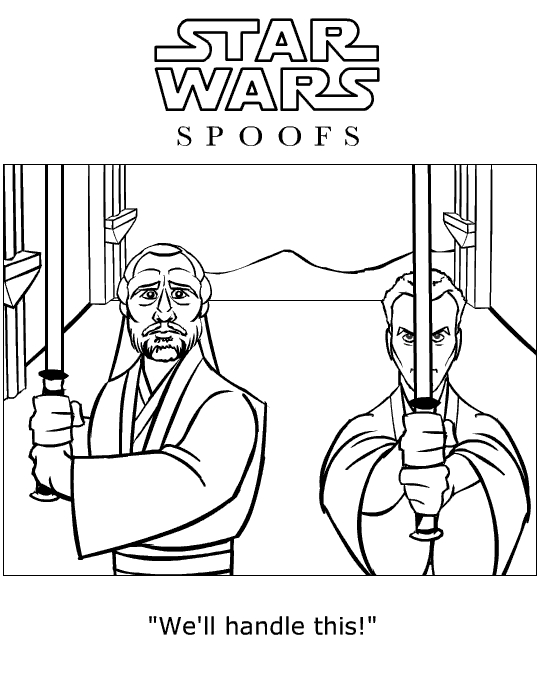 Coloriage de personnages emblématiques de Star Wars en pleine action
