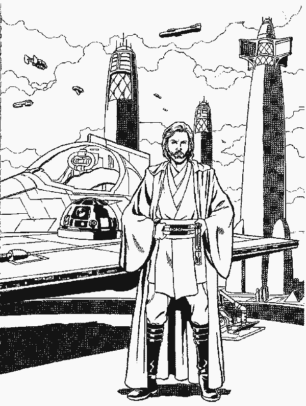 Coloriage de la bataille spatiale avec vaisseaux de Star Wars
