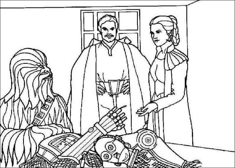 Coloriage de personnages emblématiques de Star Wars en pleine action