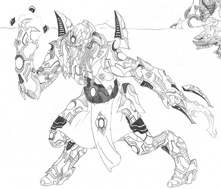 Personnages de Starcraft en pleine bataille sur un champ de bataille futuriste