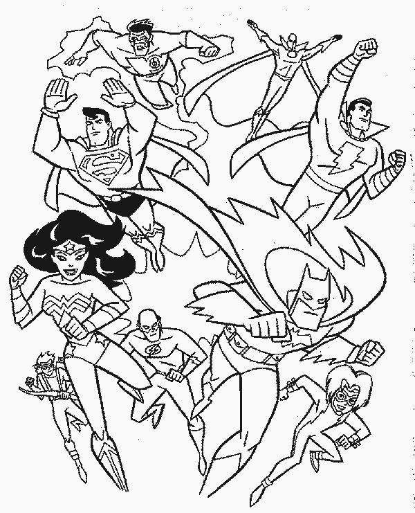 Coloriage d'un super-héros de DC Comics en pleine action