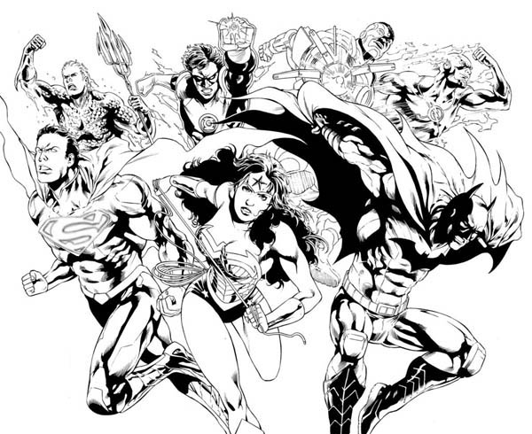 Super-héros de DC Comics en action dans une scène dynamique