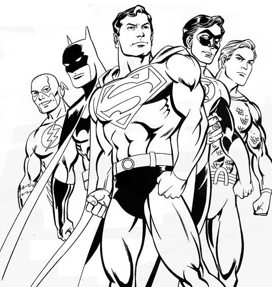 Coloriage de super-héros DC Comics en pleine action