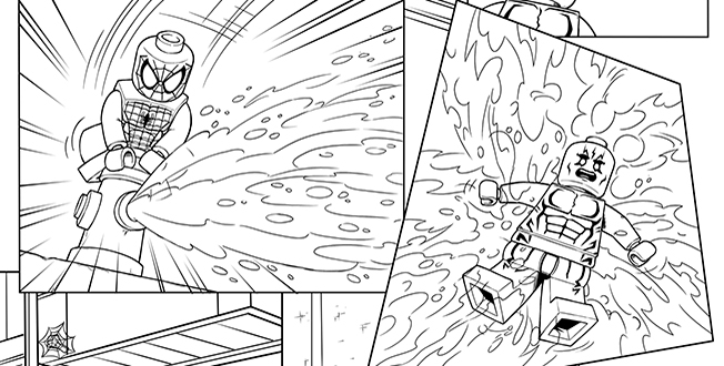 Coloriage d'un super-héros de DC Comics en pleine action