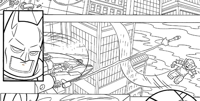Super-héros de DC Comics en pleine action sur un coloriage dynamique