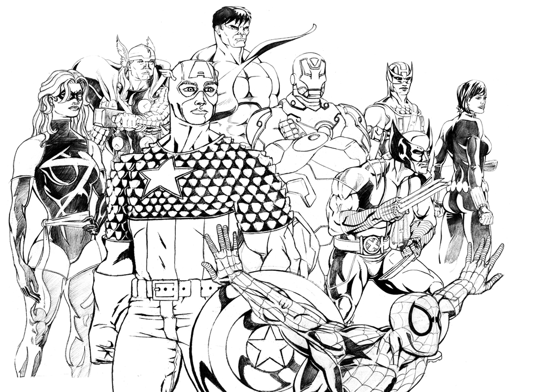 Super-héros Marvel en action dans un décor dynamique