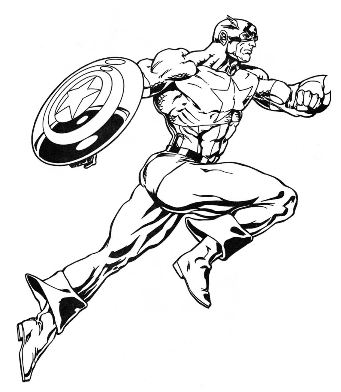 Coloriage d'un super-héros Marvel en pleine action dans un décor dynamique