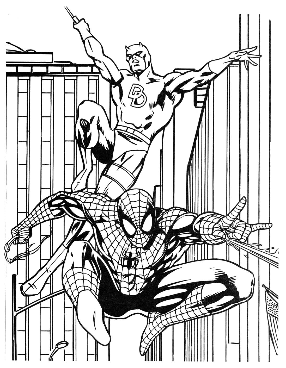 Super-héros Marvel en plein combat contre un ennemi dans la ville
