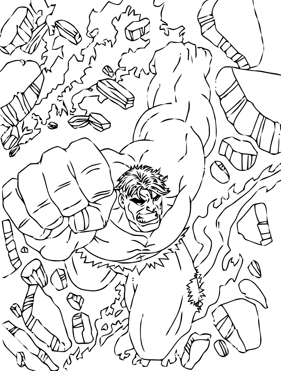 Coloriage d'un super héros Marvel en plein vol dans un décor urbain