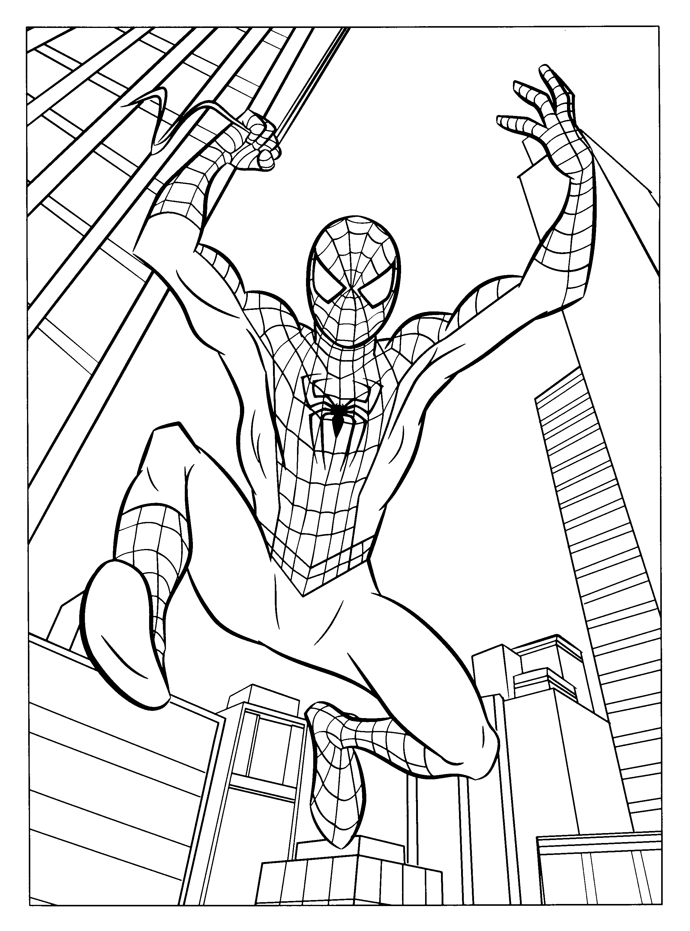 Coloriage d'un super-héros Marvel en pleine action