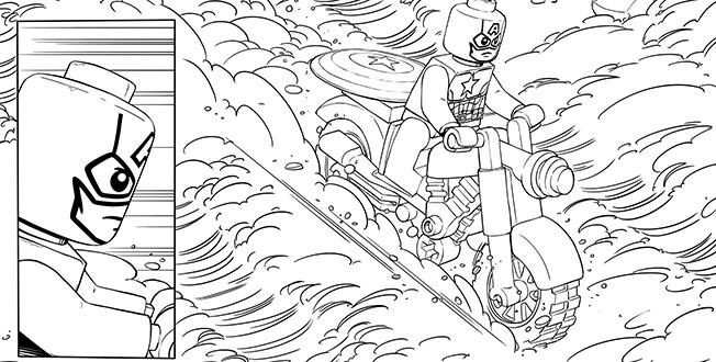 Coloriage d'un super-héros Marvel en pleine action