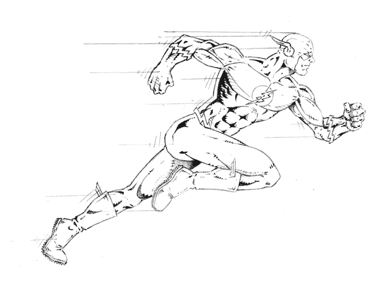 Coloriage d’un super-héros de Marvel en pleine action