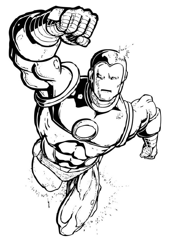 Coloriage d'un super héros Marvel en pleine action