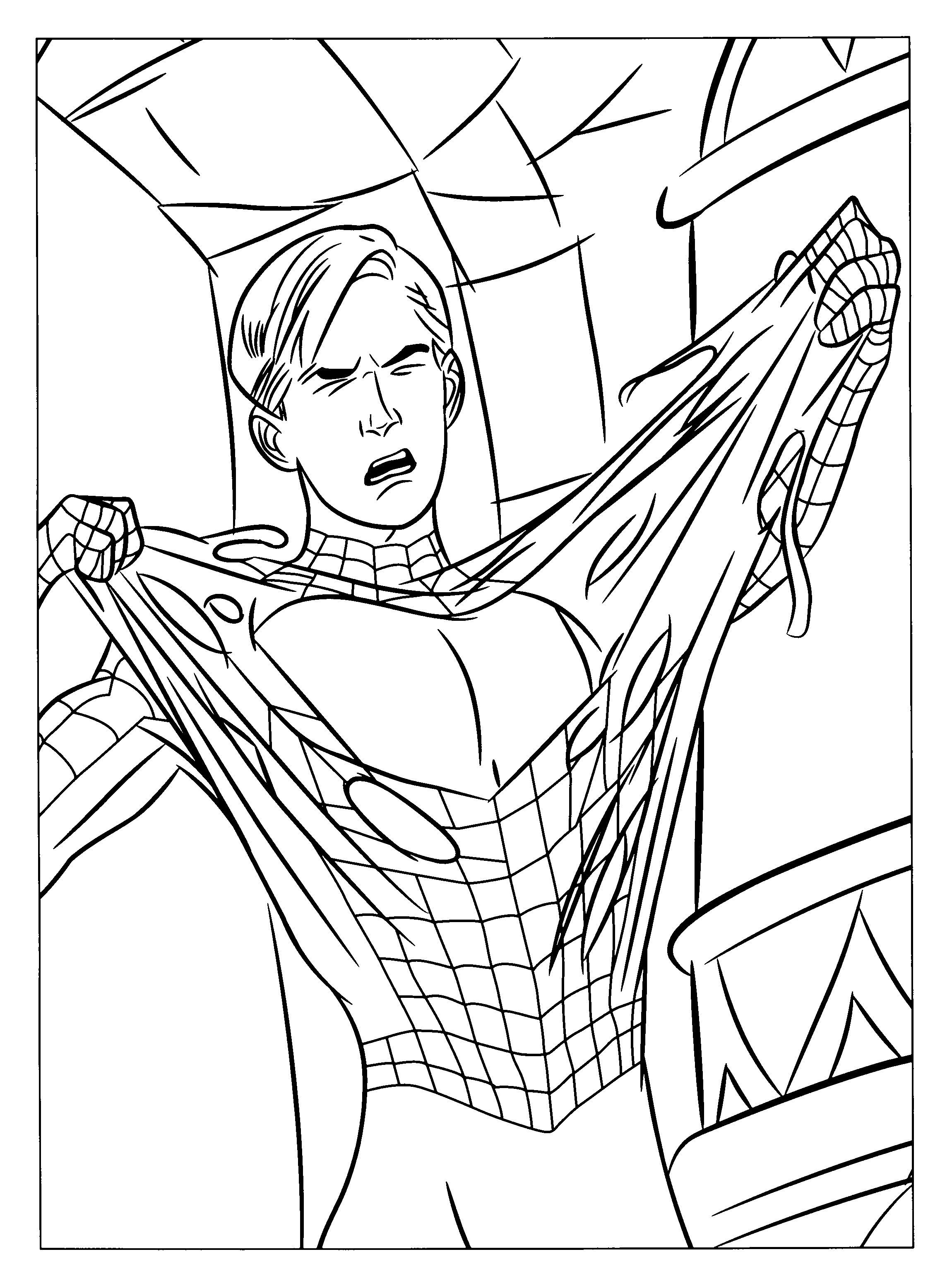 Coloriage de super-héros Marvel en pleine action
