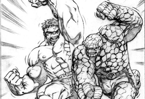 Coloriage d'un super-héros Marvel en action dans un décor urbain