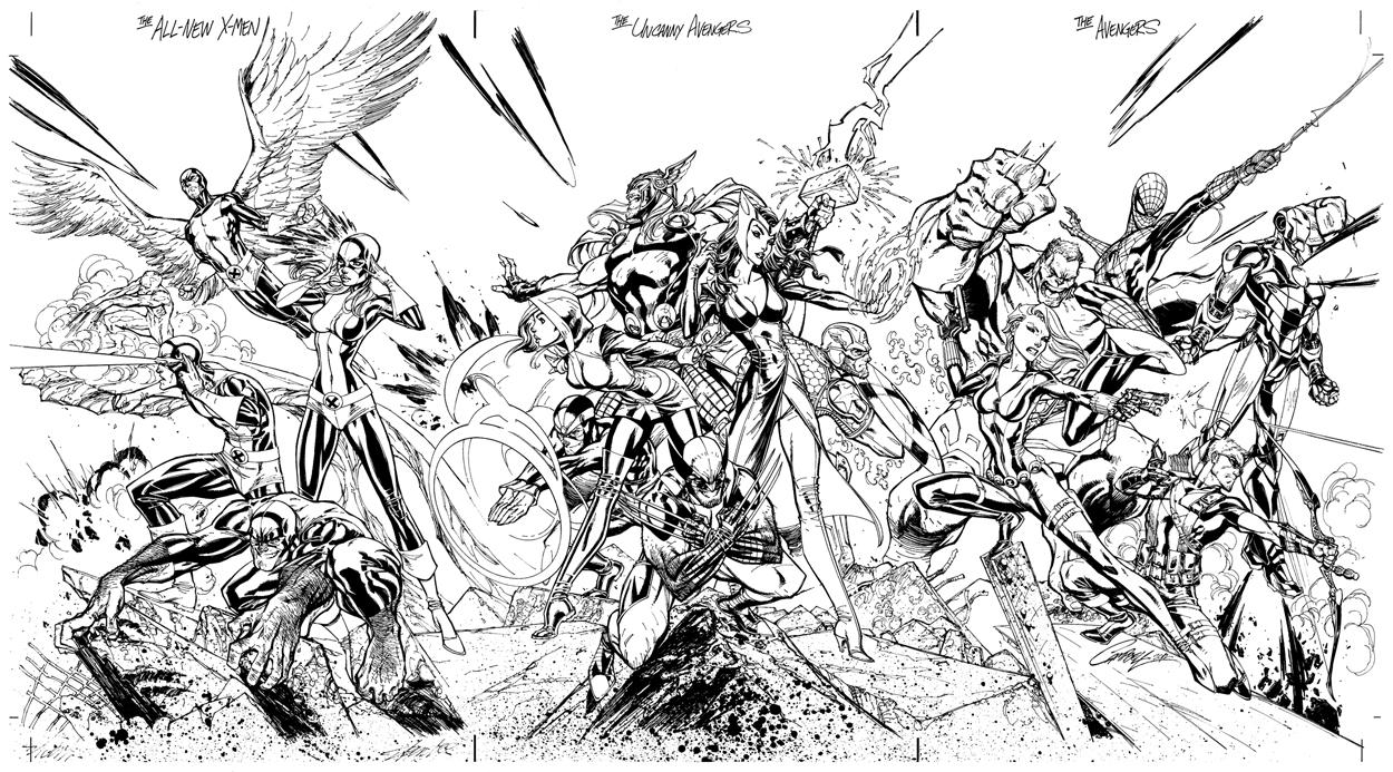 Coloriage d'un super héros Marvel en pleine action