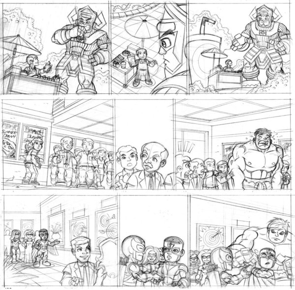 Super-héros Marvel en pleine action dans un décor dynamique