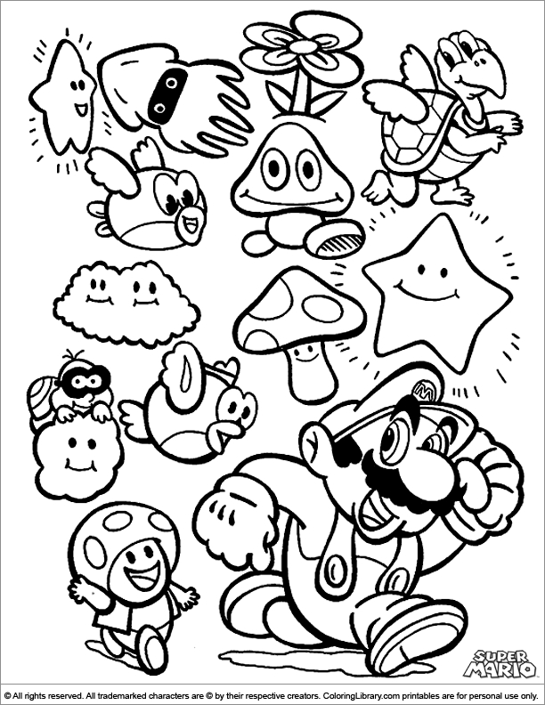 Coloriage de Super Mario Bros dans une scène d'aventure