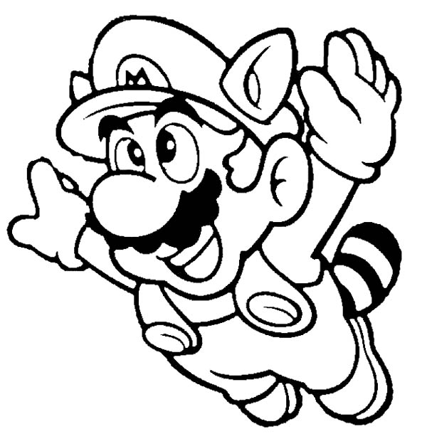 Coloriage de Super Mario Bros en pleine aventure dans un décor ludique