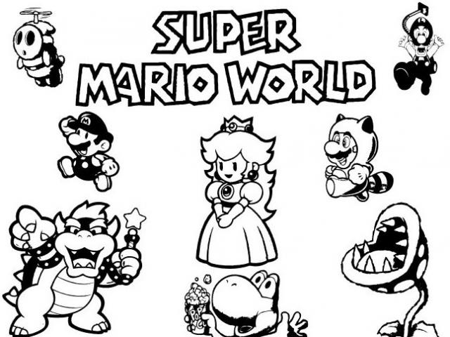 Coloriage de Mario sautant au-dessus d'un champ de fleurs
