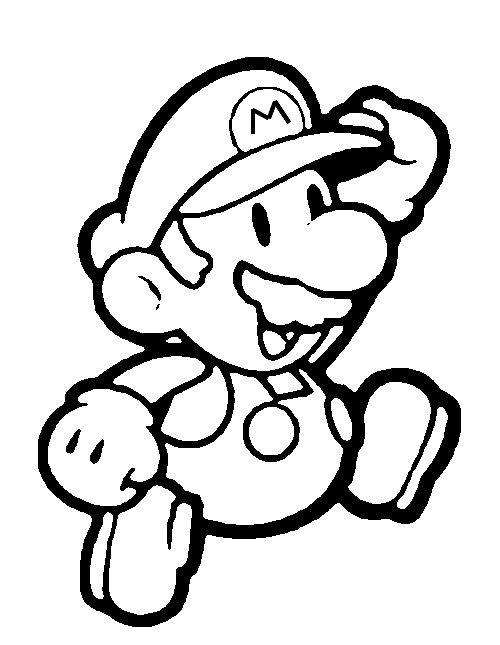 Coloriage de Mario sautant avec des blocs dans un décor de jeu vidéo