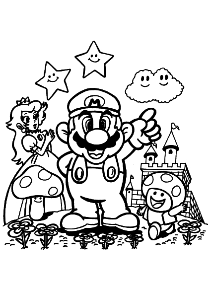 Super Mario en pleine aventure dans un monde coloré