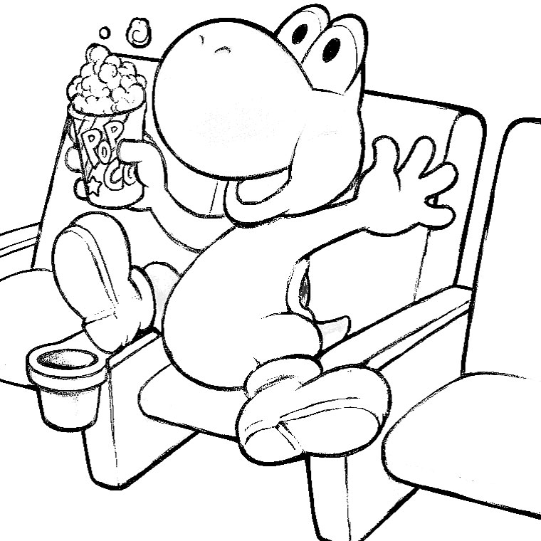 Coloriage de Super Mario Bros en pleine aventure dans un monde coloré