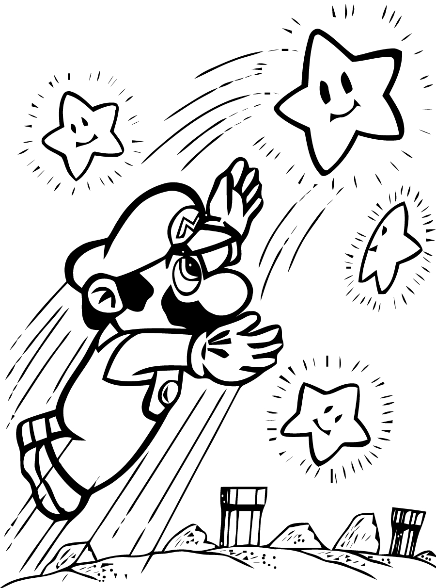 Coloriage de Mario et Luigi en pleine aventure dans un monde coloré