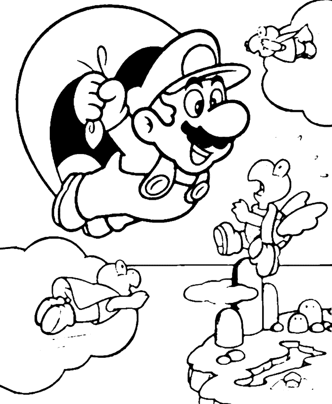 Super Mario en pleine aventure dans un monde coloré
