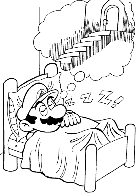 Super Mario sautant sur un champignon dans un décor de jeu vidéo