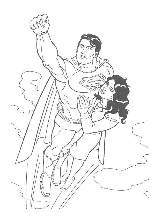 Superman en plein vol au-dessus de la ville