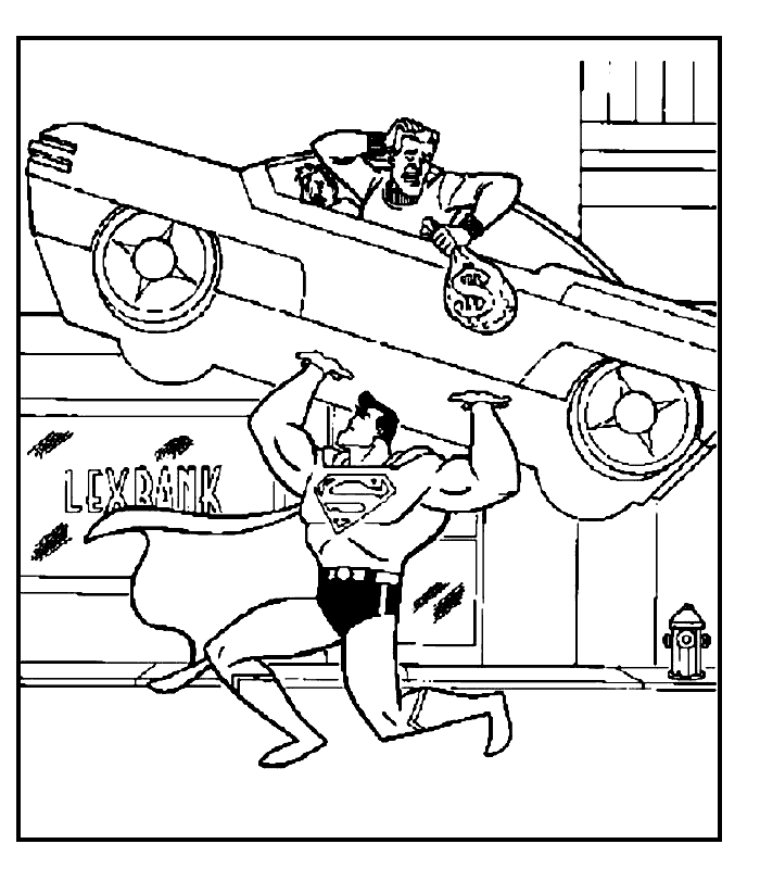 Superman en plein vol au-dessus de la ville