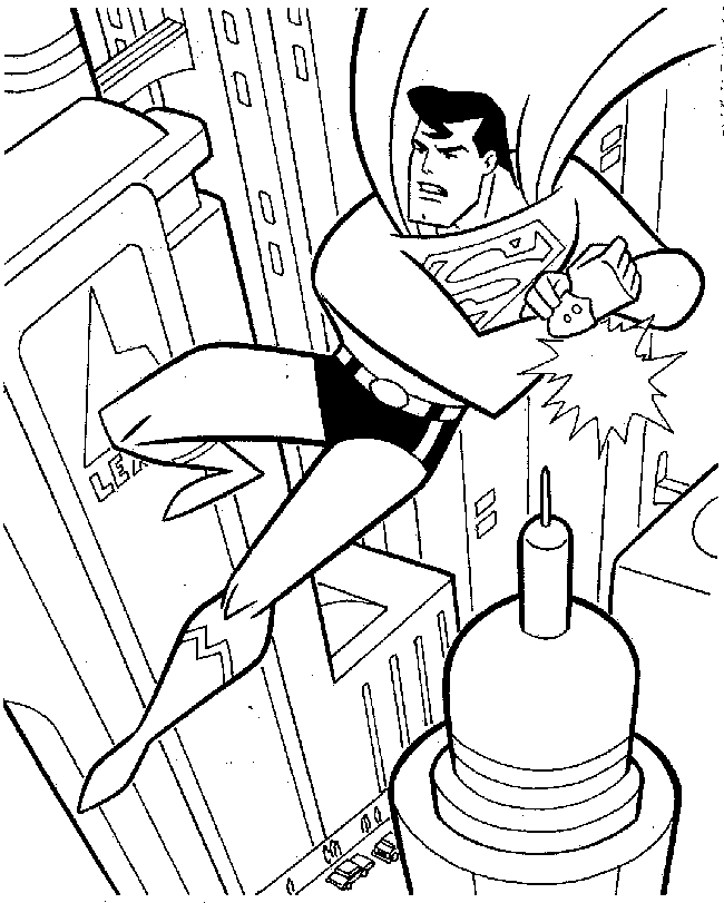 Superman en pleine action dans un décor urbain