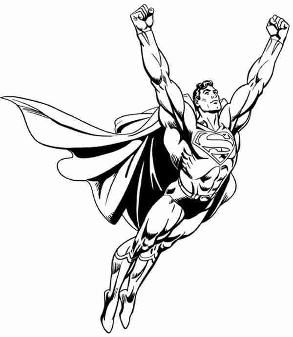 Superman en pleine action dans un ciel nuageux