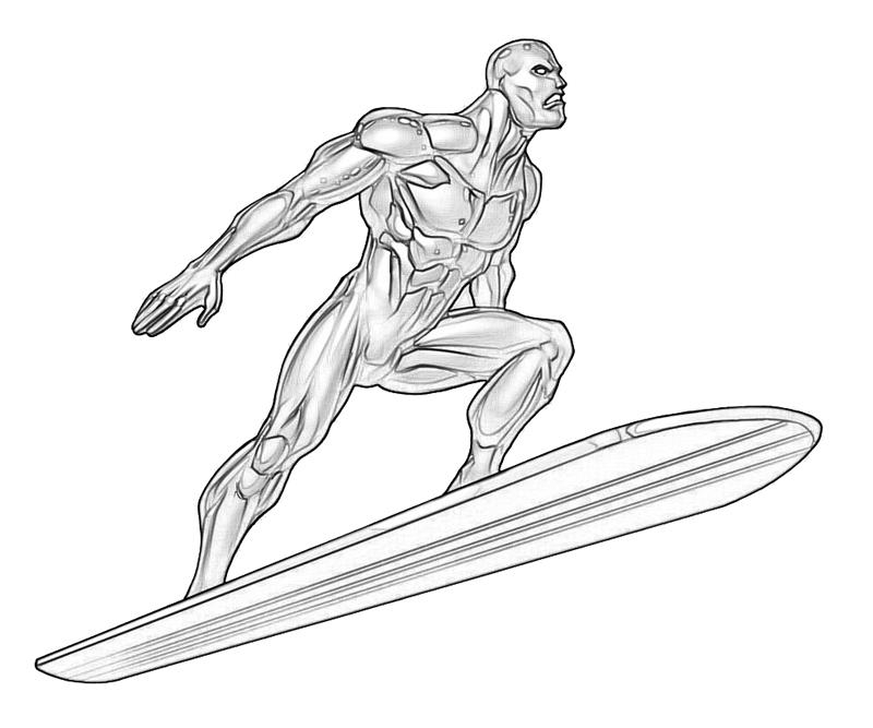 Surfeur d'argent en pleine action sur sa planche au bord de l'océan