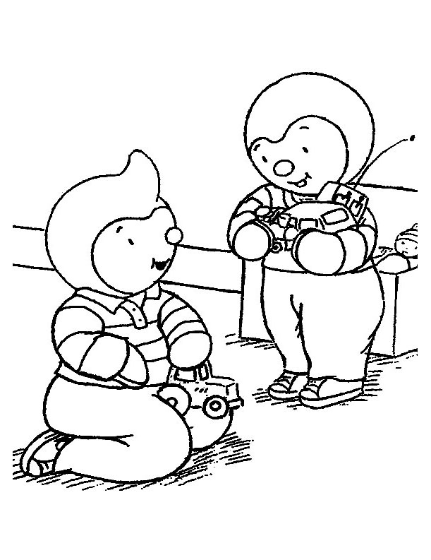 T'choupi et Doudou jouant ensemble dans un décor d'aventure