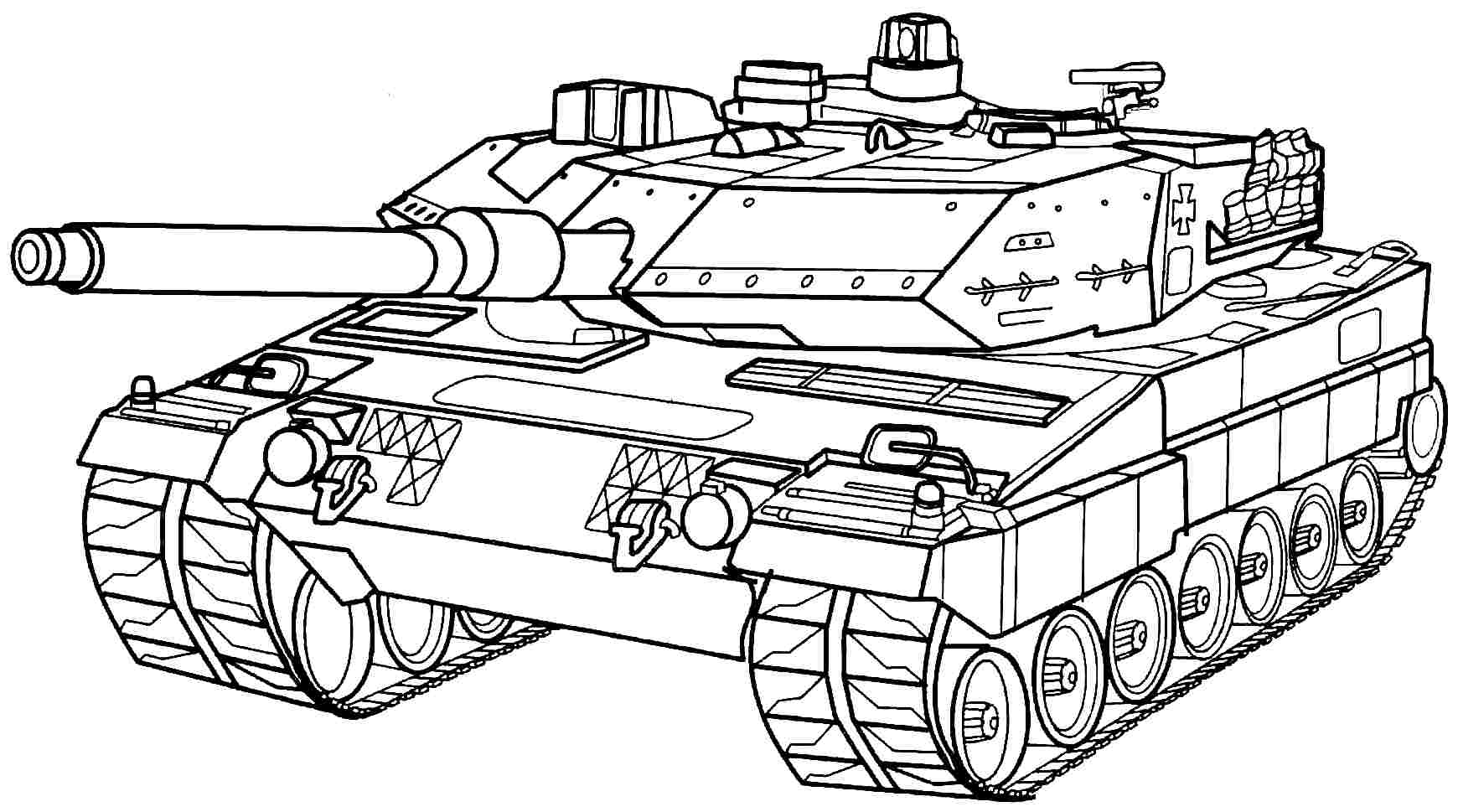 Coloriage d'un tank militaire sur un fond minimaliste