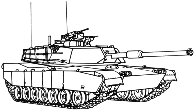 Coloriage d'un tank militaire sur fond de paysage urbain