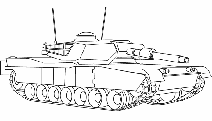 Coloriage d'un tank militaire sur fond simple