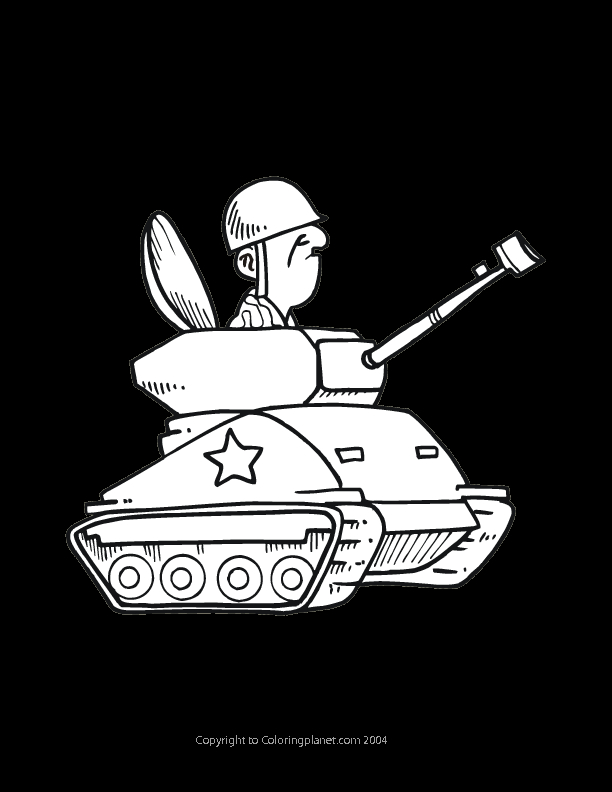 Coloriage d'un tank militaire sur un fond simple