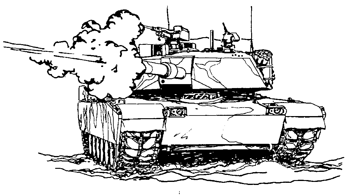 Coloriage d'un tank militaire sur un fond simple